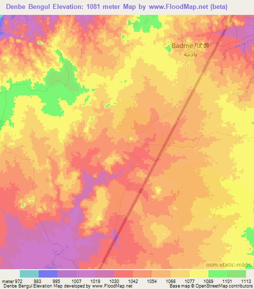 Denbe Bengul,Eritrea Elevation Map