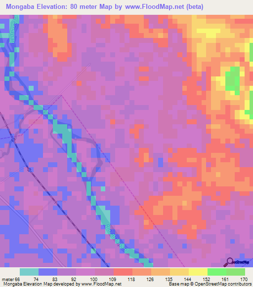 Mongaba,Brazil Elevation Map