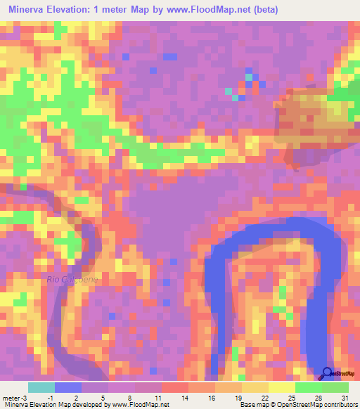 Minerva,Brazil Elevation Map