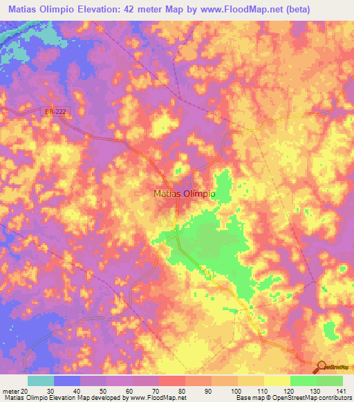 Matias Olimpio,Brazil Elevation Map
