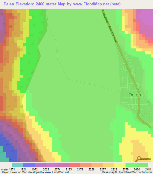 Dejen,Ethiopia Elevation Map