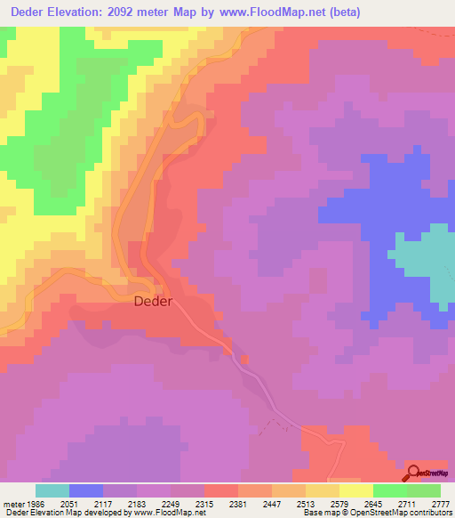 Deder,Ethiopia Elevation Map