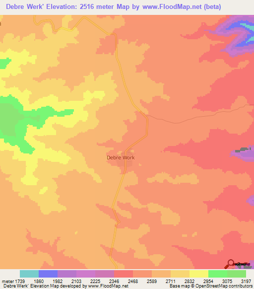 Debre Werk',Ethiopia Elevation Map
