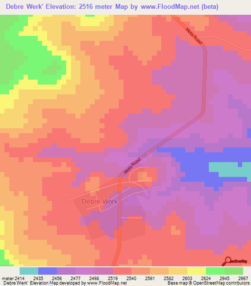 Debre Werk',Ethiopia Elevation Map