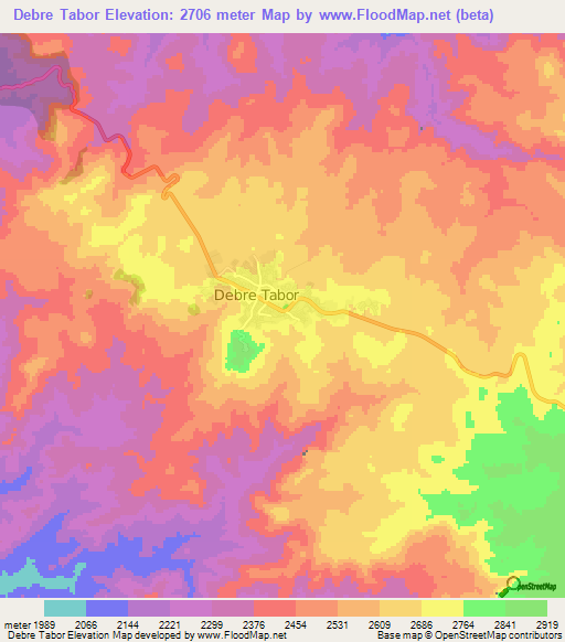 Debre Tabor,Ethiopia Elevation Map