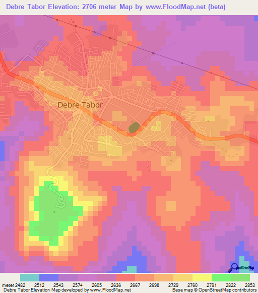 Debre Tabor,Ethiopia Elevation Map
