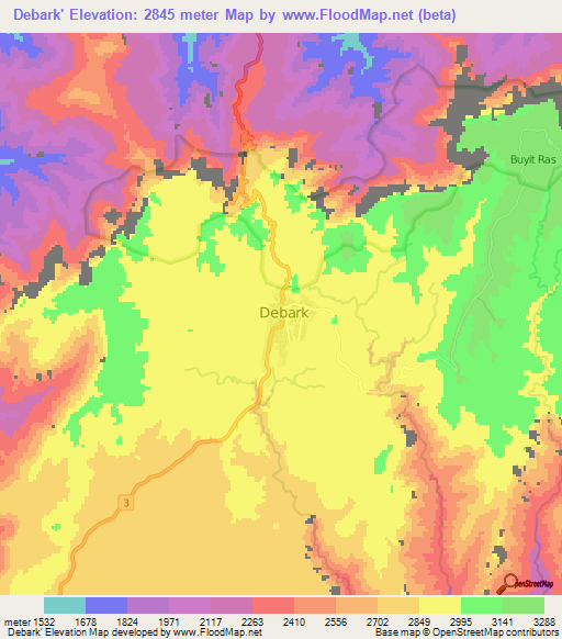 Debark',Ethiopia Elevation Map