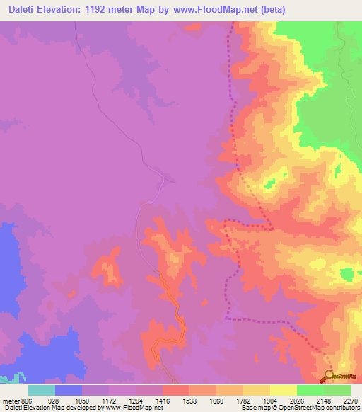 Daleti,Ethiopia Elevation Map
