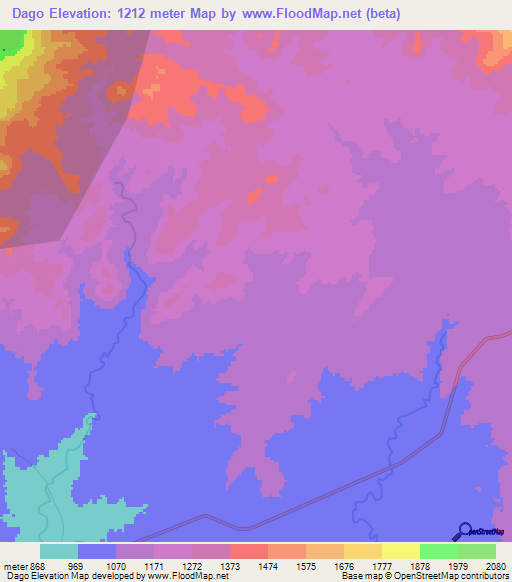 Dago,Ethiopia Elevation Map