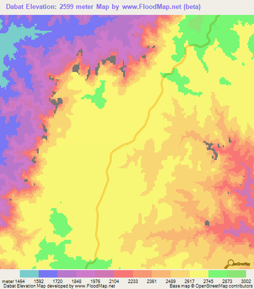 Dabat,Ethiopia Elevation Map