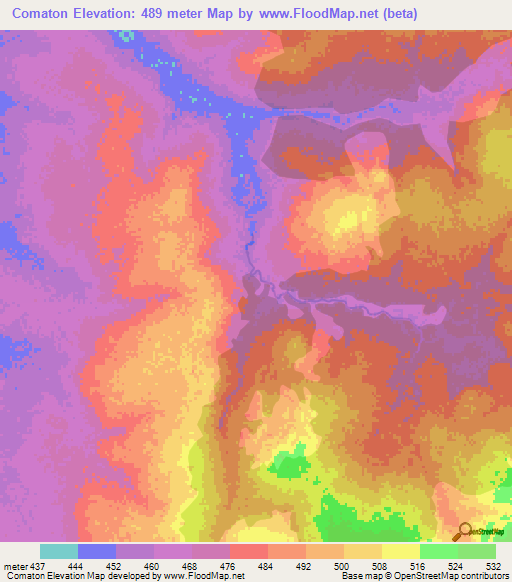 Comaton,Ethiopia Elevation Map