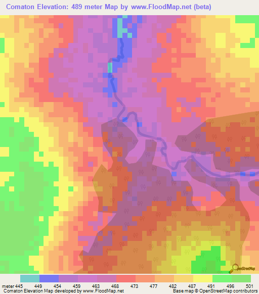 Comaton,Ethiopia Elevation Map
