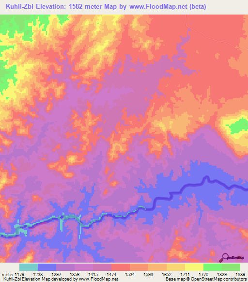 Kuhli-Zbi,Eritrea Elevation Map