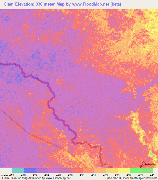 Ciam,Ethiopia Elevation Map