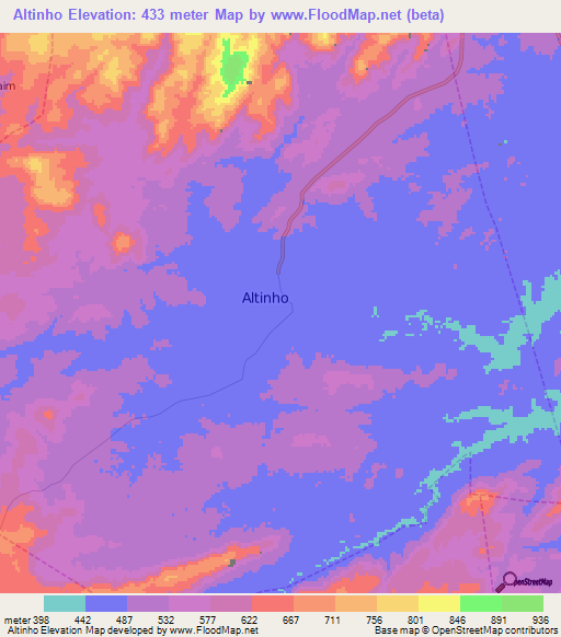 Altinho,Brazil Elevation Map