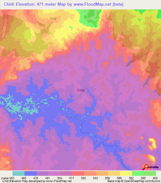 Chidi,Ethiopia Elevation Map