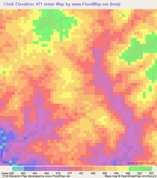 Chidi,Ethiopia Elevation Map