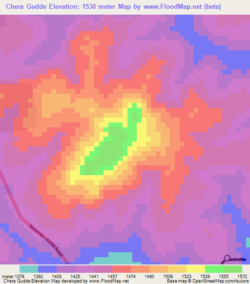 Chera Gudde,Ethiopia Elevation Map