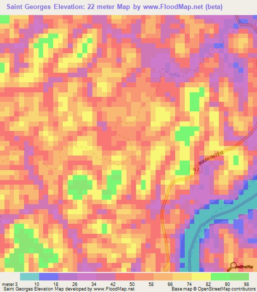 Saint Georges,French Guiana Elevation Map