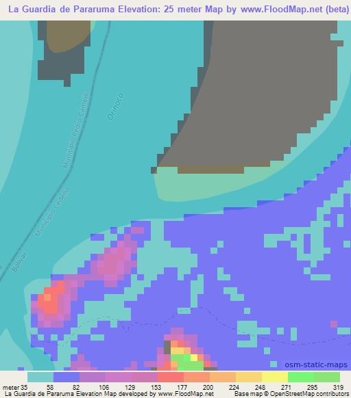 La Guardia de Pararuma,Venezuela Elevation Map
