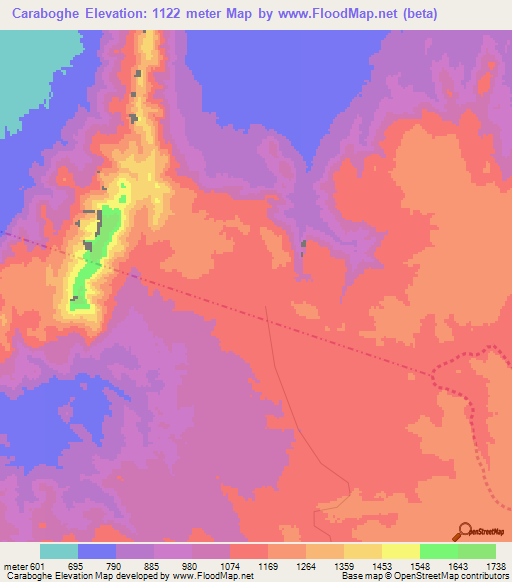 Caraboghe,Ethiopia Elevation Map