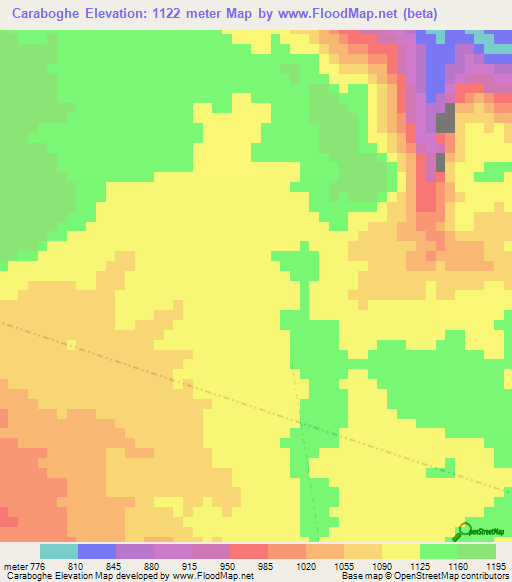 Caraboghe,Ethiopia Elevation Map