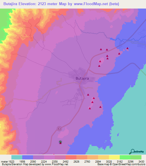 Butajira,Ethiopia Elevation Map