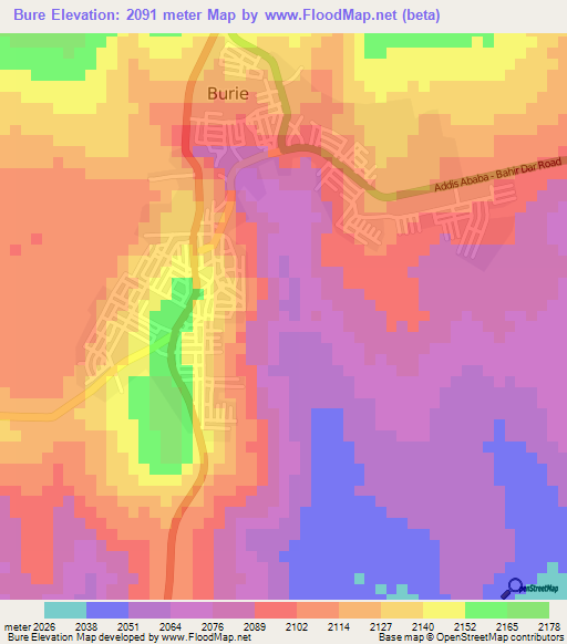 Bure,Ethiopia Elevation Map
