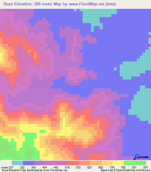 Buya,Eritrea Elevation Map