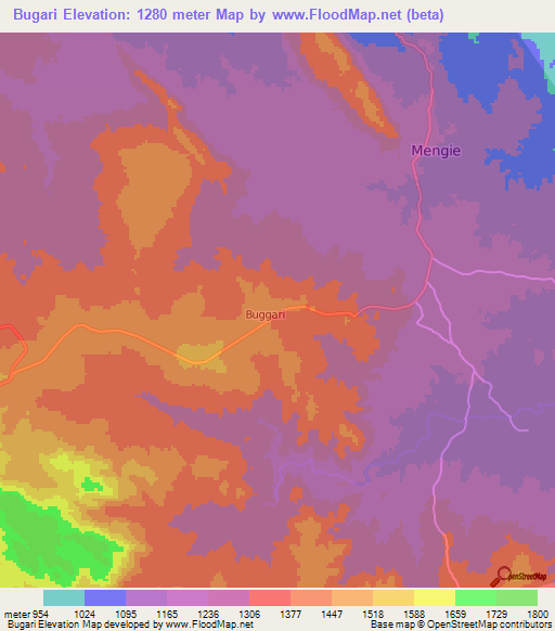 Bugari,Ethiopia Elevation Map