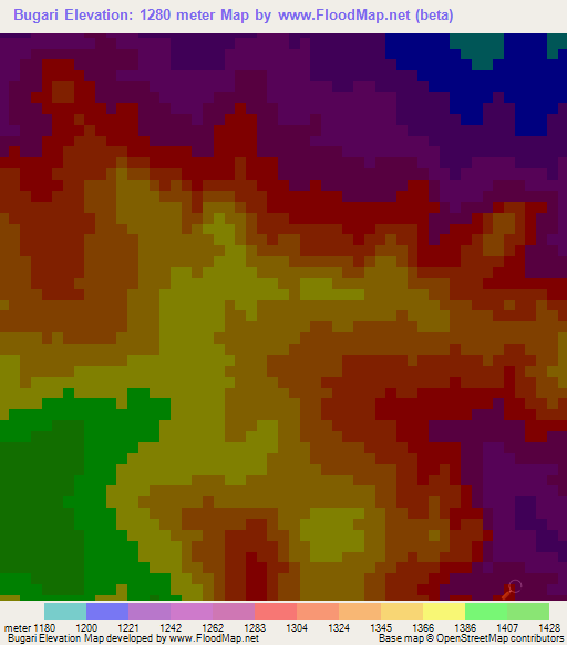 Bugari,Ethiopia Elevation Map