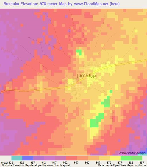 Bushuka,Eritrea Elevation Map