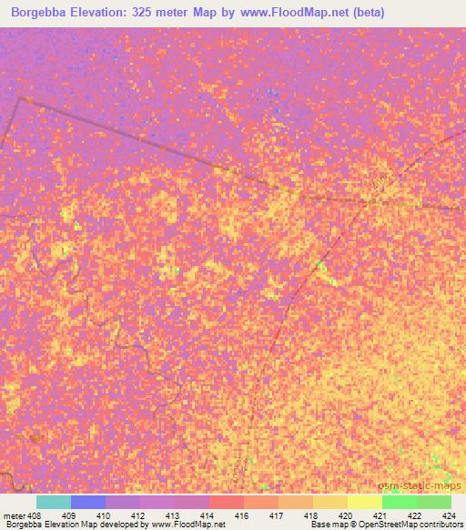 Borgebba,Ethiopia Elevation Map