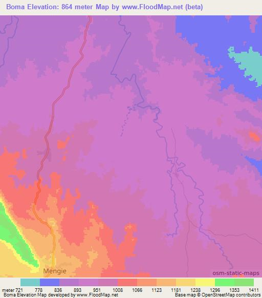Boma,Ethiopia Elevation Map