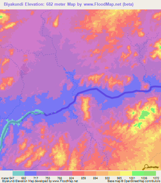 Biyakundi,Eritrea Elevation Map
