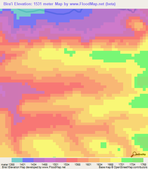 Bira'i,Ethiopia Elevation Map