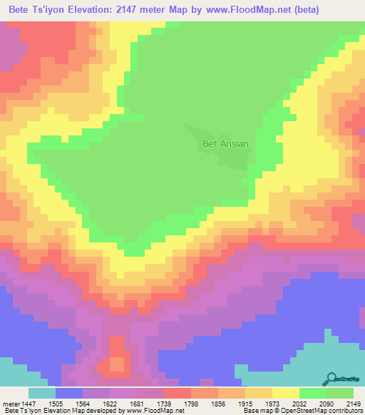 Bete Ts'iyon,Eritrea Elevation Map