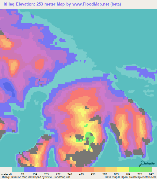 Itilleq,Greenland Elevation Map
