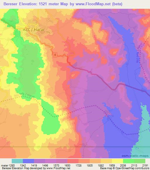 Bereser,Ethiopia Elevation Map
