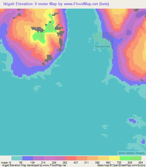 Ikigait,Greenland Elevation Map