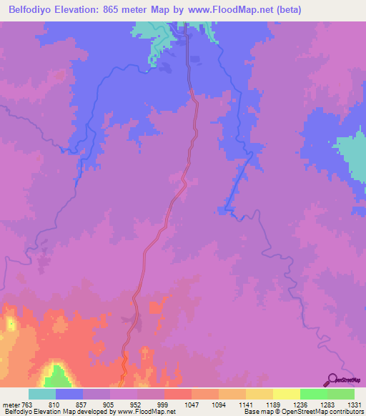 Belfodiyo,Ethiopia Elevation Map