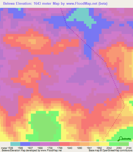 Belewa,Ethiopia Elevation Map