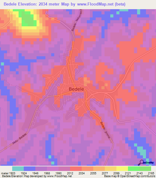 Bedele,Ethiopia Elevation Map