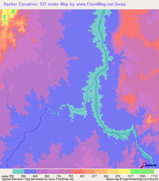 Bazber,Ethiopia Elevation Map