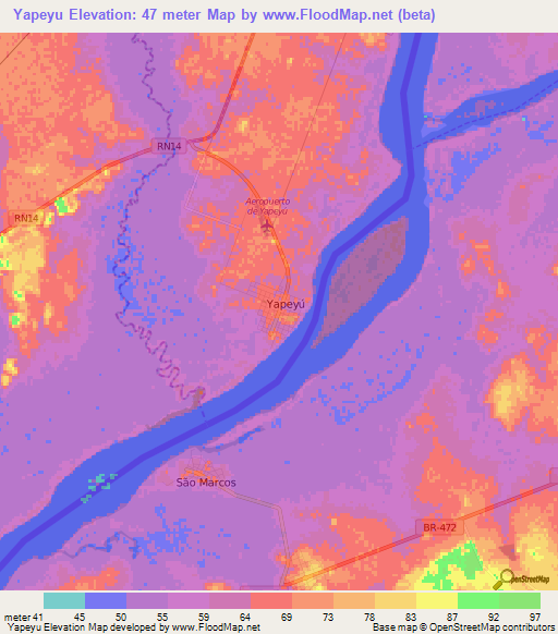 Yapeyu,Argentina Elevation Map