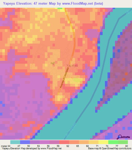 Yapeyu,Argentina Elevation Map