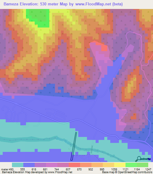 Bameza,Ethiopia Elevation Map