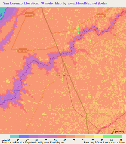 San Lorenzo,Argentina Elevation Map