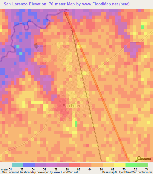 San Lorenzo,Argentina Elevation Map