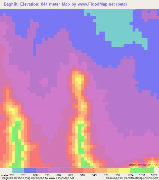 Baghilti,Ethiopia Elevation Map